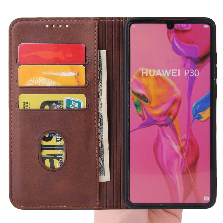 For Huawei P30 Pro Calf Texture Magnetic Horizontal Flip Leather Case with Holder & Card Slots & Wallet