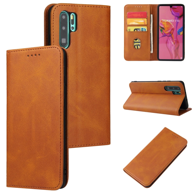 For Huawei P30 Pro Calf Texture Magnetic Horizontal Flip Leather Case with Holder & Card Slots & Wallet
