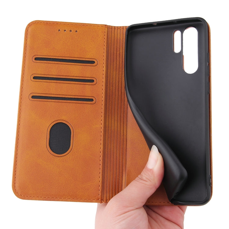 For Huawei P30 Pro Calf Texture Magnetic Horizontal Flip Leather Case with Holder & Card Slots & Wallet