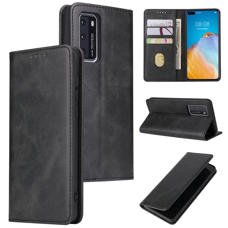 For Huawei P40 Calf Texture Magnetic Horizontal Flip Leather Case with Holder & Card Slots & Wallet