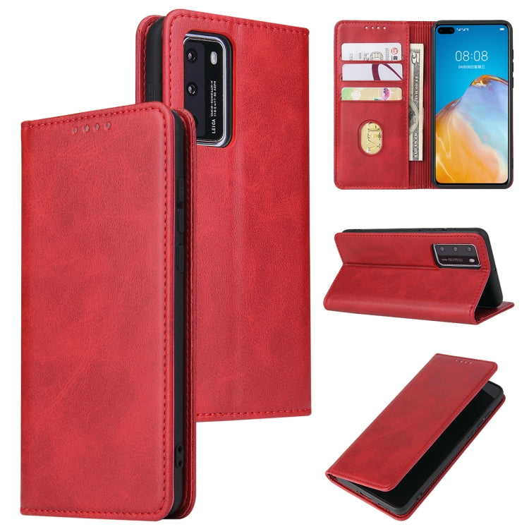 For Huawei P40 Calf Texture Magnetic Horizontal Flip Leather Case with Holder & Card Slots & Wallet
