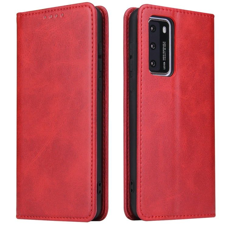 For Huawei P40 Calf Texture Magnetic Horizontal Flip Leather Case with Holder & Card Slots & Wallet