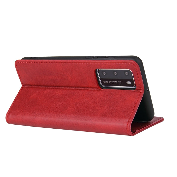 For Huawei P40 Calf Texture Magnetic Horizontal Flip Leather Case with Holder & Card Slots & Wallet