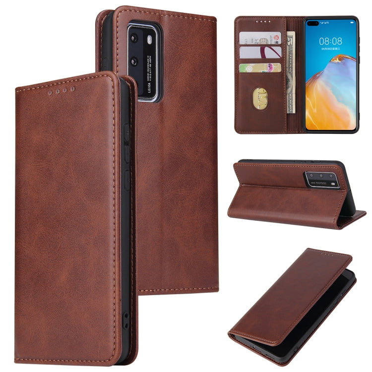 For Huawei P40 Calf Texture Magnetic Horizontal Flip Leather Case with Holder & Card Slots & Wallet
