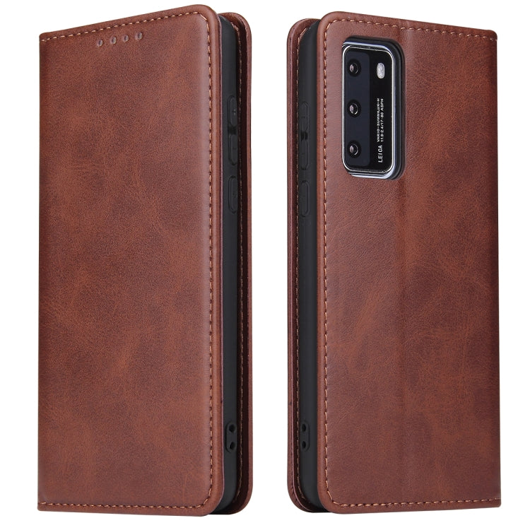 For Huawei P40 Calf Texture Magnetic Horizontal Flip Leather Case with Holder & Card Slots & Wallet