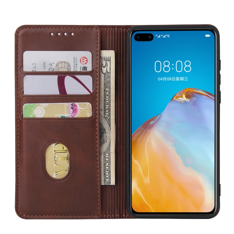 For Huawei P40 Calf Texture Magnetic Horizontal Flip Leather Case with Holder & Card Slots & Wallet