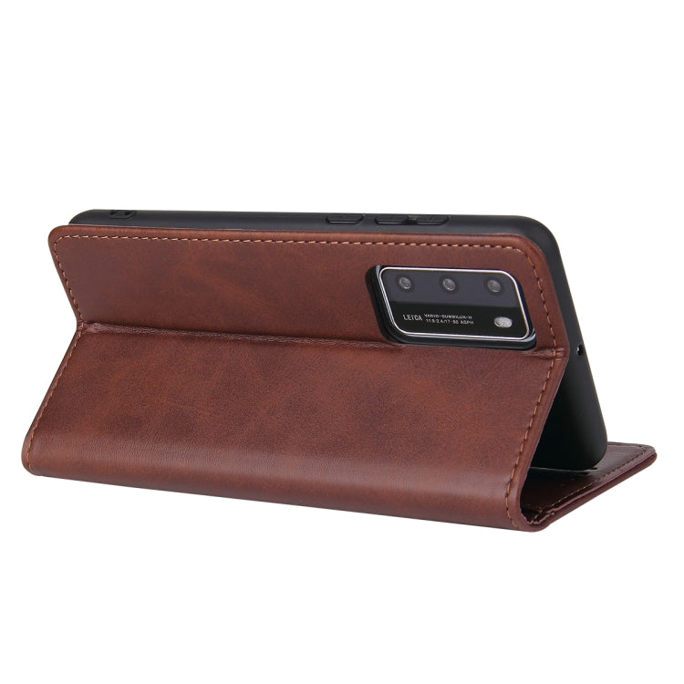 For Huawei P40 Calf Texture Magnetic Horizontal Flip Leather Case with Holder & Card Slots & Wallet