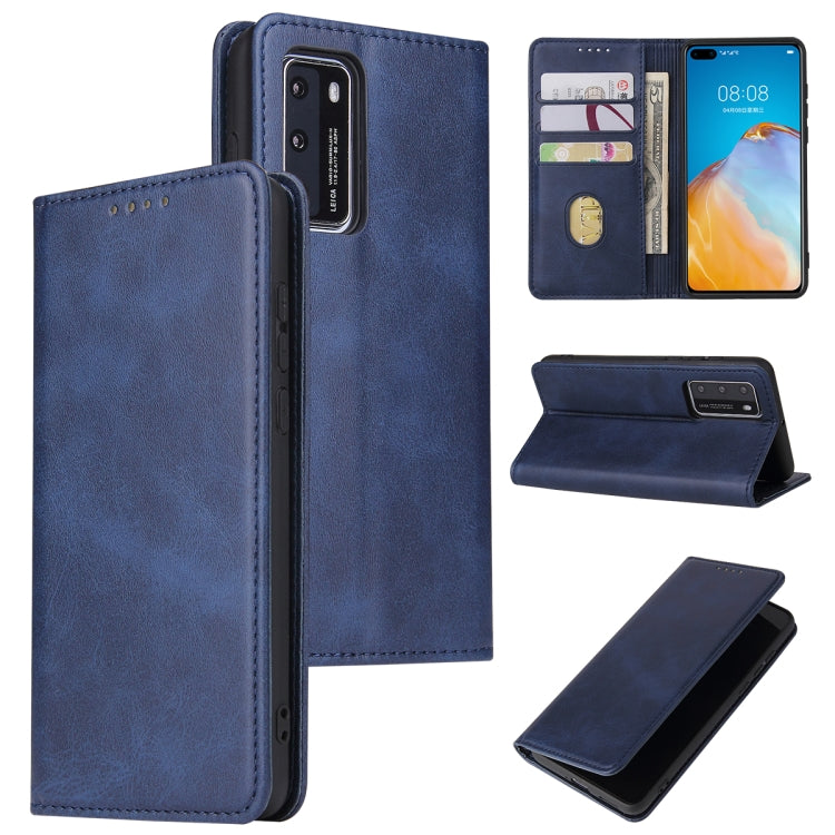 For Huawei P40 Calf Texture Magnetic Horizontal Flip Leather Case with Holder & Card Slots & Wallet