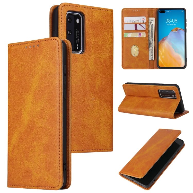 For Huawei P40 Calf Texture Magnetic Horizontal Flip Leather Case with Holder & Card Slots & Wallet