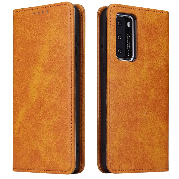 For Huawei P40 Calf Texture Magnetic Horizontal Flip Leather Case with Holder & Card Slots & Wallet