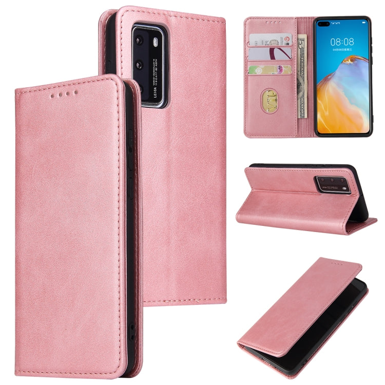 For Huawei P40 Calf Texture Magnetic Horizontal Flip Leather Case with Holder & Card Slots & Wallet