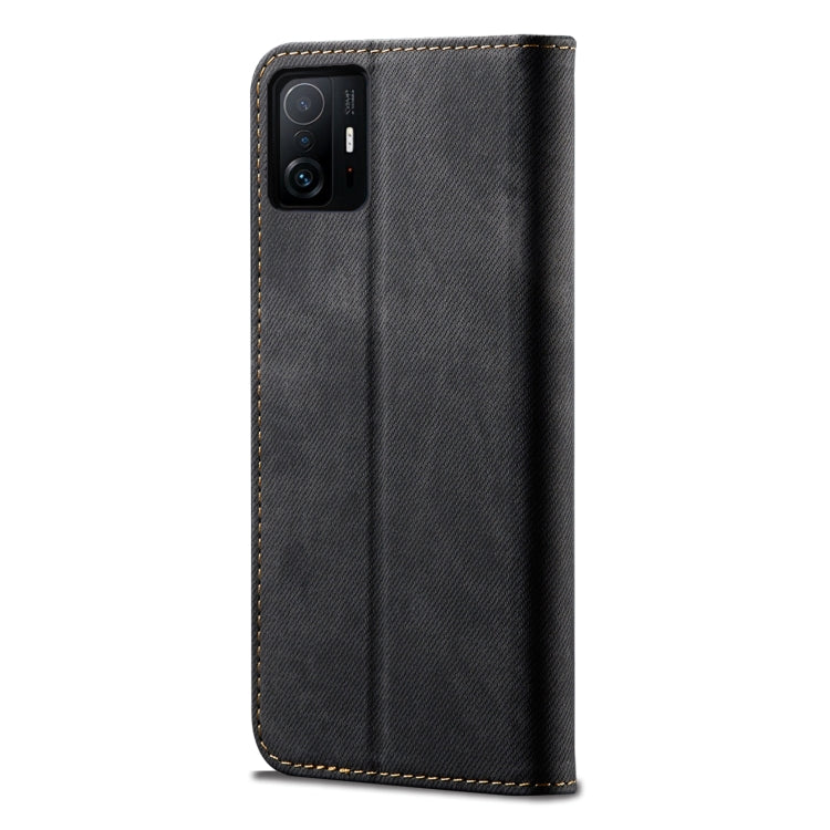 For Xiaomi 11T Pro Denim Texture Casual Style Horizontal Flip Leather Case with Holder & Card Slots & Wallet