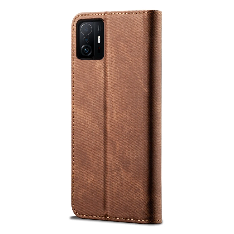 For Xiaomi 11T Pro Denim Texture Casual Style Horizontal Flip Leather Case with Holder & Card Slots & Wallet