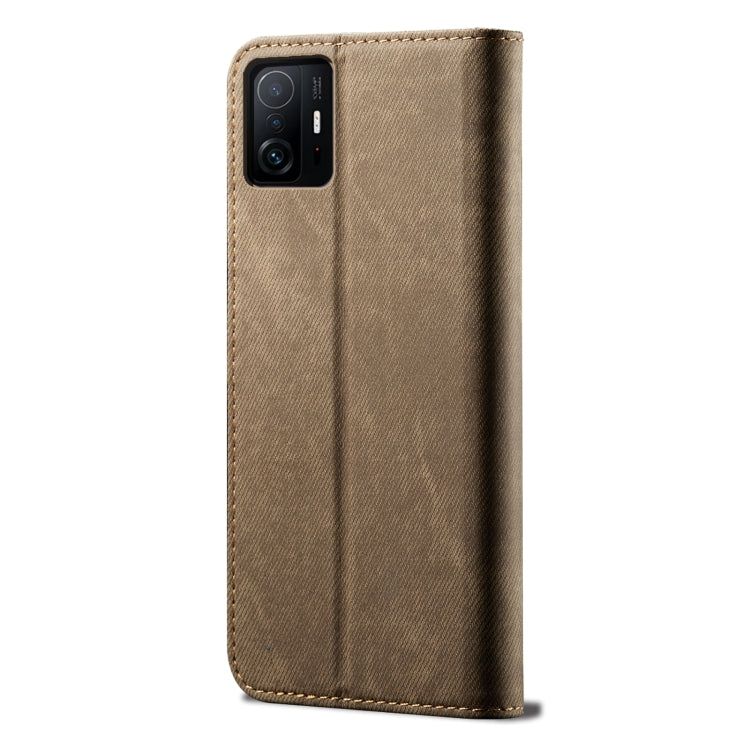 For Xiaomi 11T Pro Denim Texture Casual Style Horizontal Flip Leather Case with Holder & Card Slots & Wallet