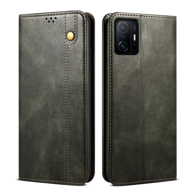 For Xiaomi 11T Pro Simple Wax Crazy Horse Texture Horizontal Flip Leather Case with Card Slots & Holder & Wallet