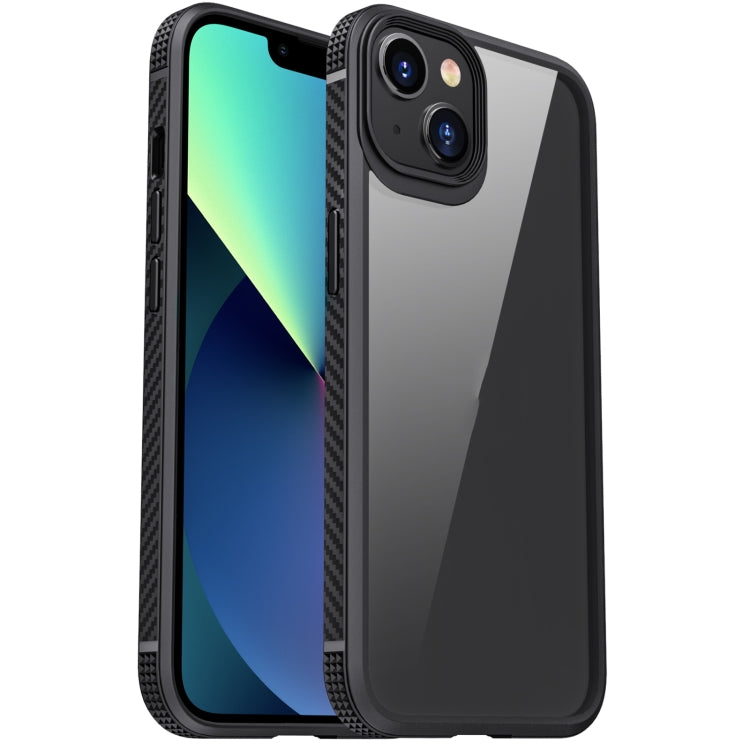 For iPhone 13 mini MG Series Carbon Fiber TPU + Clear PC Four-corner Airbag Shockproof Case