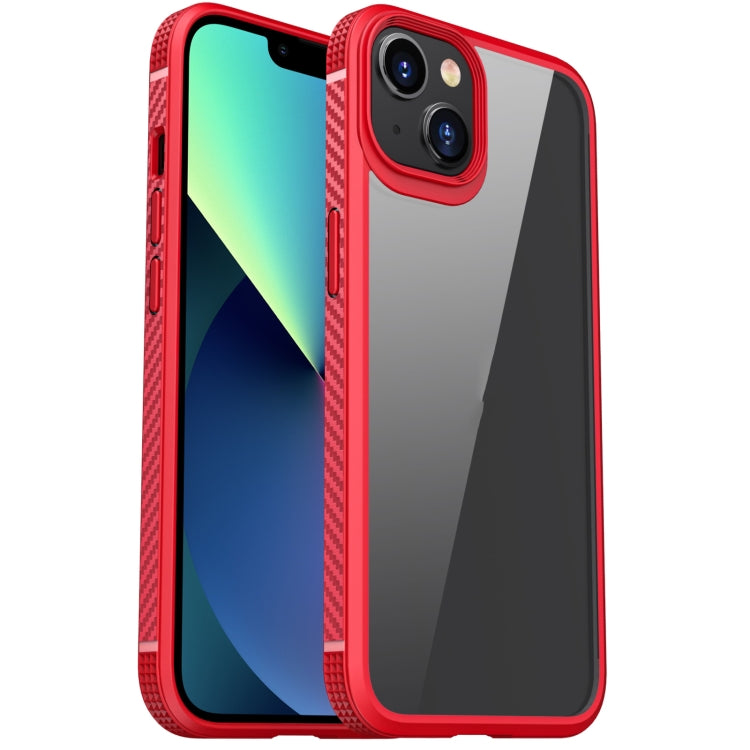For iPhone 13 mini MG Series Carbon Fiber TPU + Clear PC Four-corner Airbag Shockproof Case