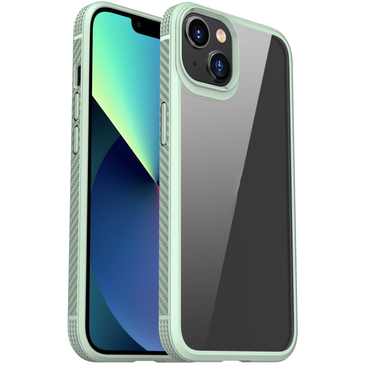 For iPhone 13 mini MG Series Carbon Fiber TPU + Clear PC Four-corner Airbag Shockproof Case