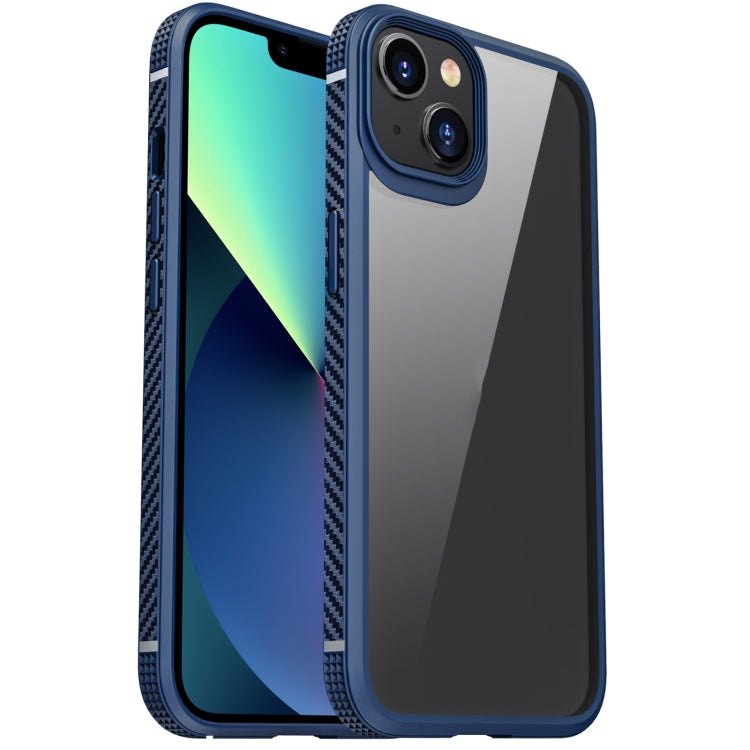 For iPhone 13 mini MG Series Carbon Fiber TPU + Clear PC Four-corner Airbag Shockproof Case