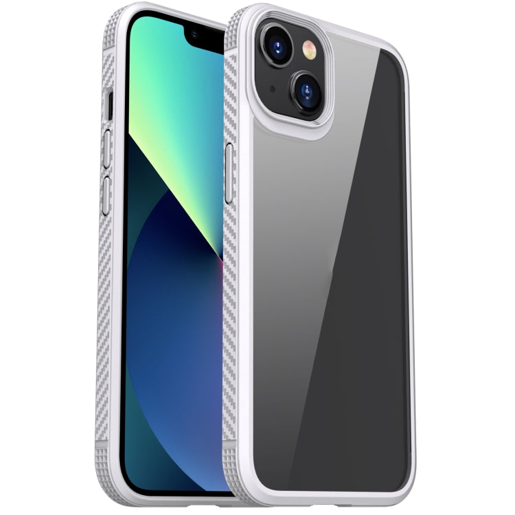 For iPhone 13 mini MG Series Carbon Fiber TPU + Clear PC Four-corner Airbag Shockproof Case