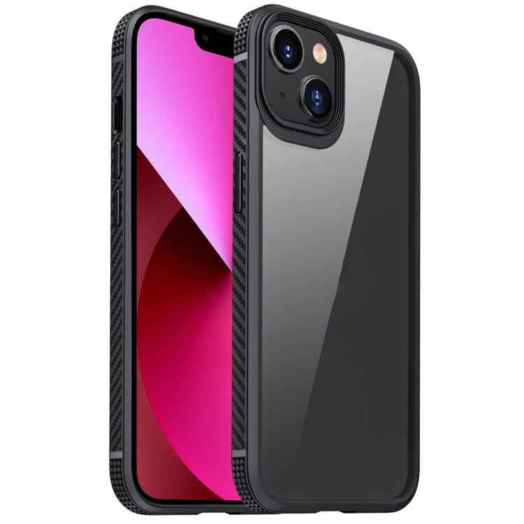 For iPhone 13 MG Series Carbon Fiber TPU + Clear PC Four-corner Airbag Shockproof Case