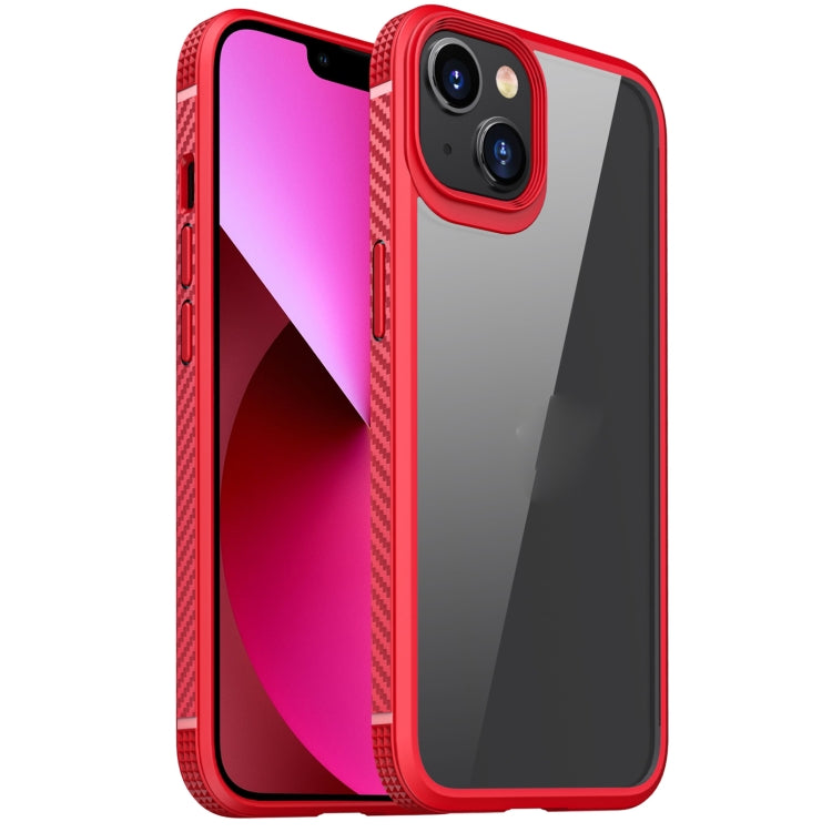 For iPhone 13 MG Series Carbon Fiber TPU + Clear PC Four-corner Airbag Shockproof Case