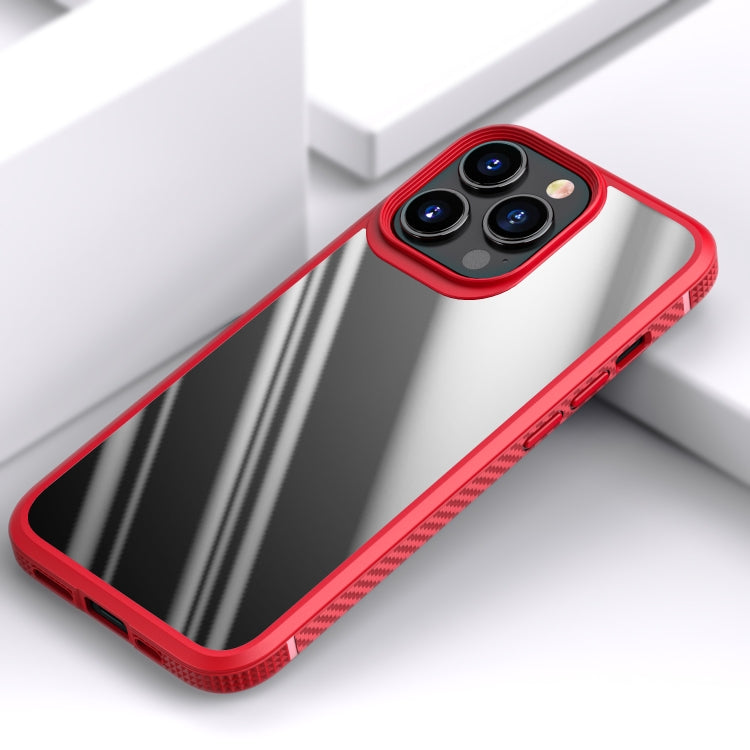 For iPhone 13 MG Series Carbon Fiber TPU + Clear PC Four-corner Airbag Shockproof Case