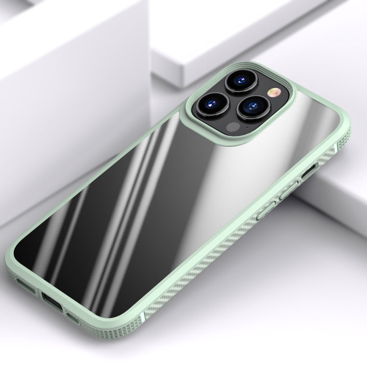 For iPhone 13 MG Series Carbon Fiber TPU + Clear PC Four-corner Airbag Shockproof Case