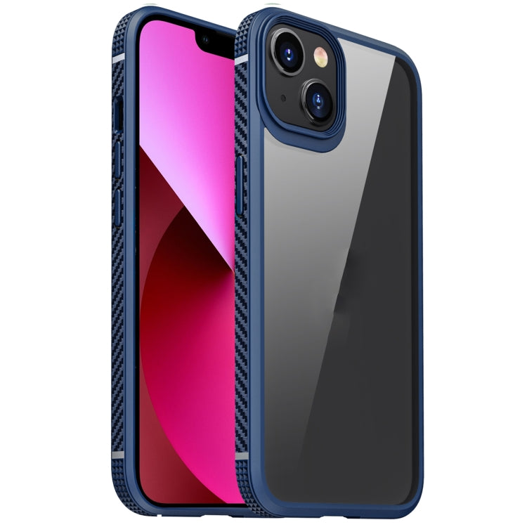 For iPhone 13 MG Series Carbon Fiber TPU + Clear PC Four-corner Airbag Shockproof Case