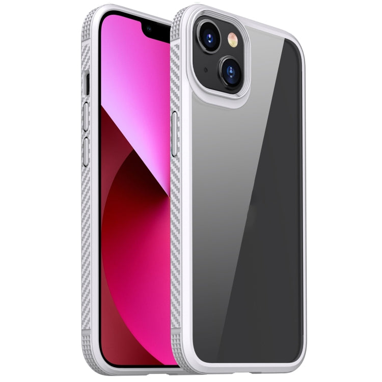 For iPhone 13 MG Series Carbon Fiber TPU + Clear PC Four-corner Airbag Shockproof Case