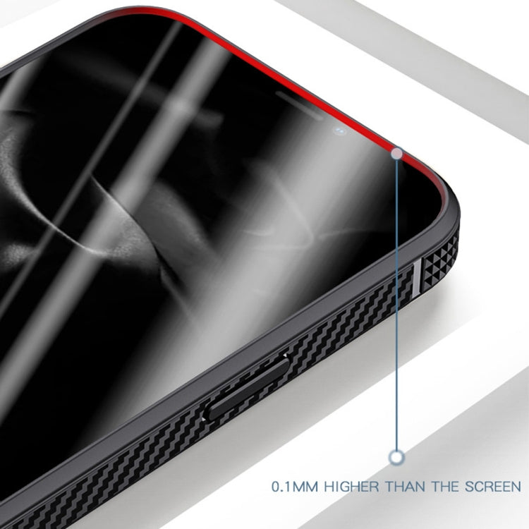For iPhone 13 MG Series Carbon Fiber TPU + Clear PC Four-corner Airbag Shockproof Case