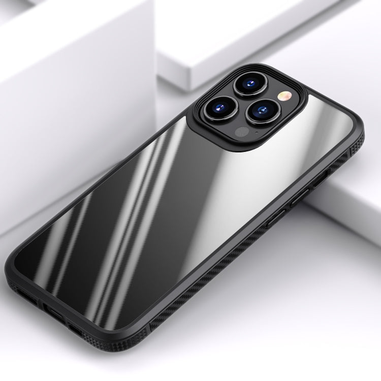 For iPhone 13 Pro Max MG Series Carbon Fiber TPU + Clear PC Four-corner Airbag Shockproof Case
