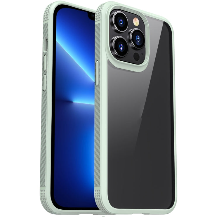 For iPhone 13 Pro Max MG Series Carbon Fiber TPU + Clear PC Four-corner Airbag Shockproof Case