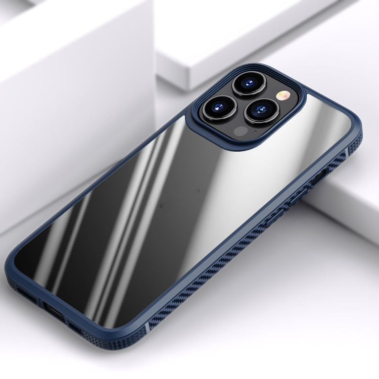 For iPhone 13 Pro Max MG Series Carbon Fiber TPU + Clear PC Four-corner Airbag Shockproof Case