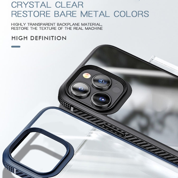 For iPhone 13 Pro Max MG Series Carbon Fiber TPU + Clear PC Four-corner Airbag Shockproof Case