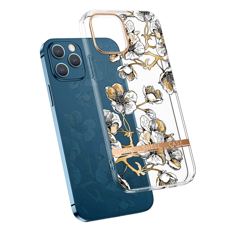 For iPhone 13 mini High Translucent Electroplating Flower Pattern TPU + PC Shockproof Case