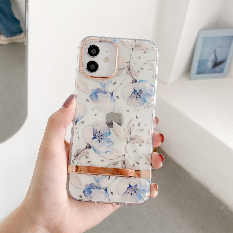 For iPhone 13 mini High Translucent Electroplating Flower Pattern TPU + PC Shockproof Case