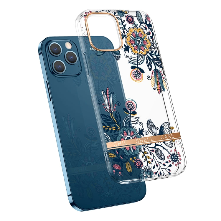 For iPhone 13 mini High Translucent Electroplating Flower Pattern TPU + PC Shockproof Case