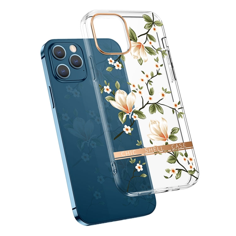For iPhone 13 mini High Translucent Electroplating Flower Pattern TPU + PC Shockproof Case