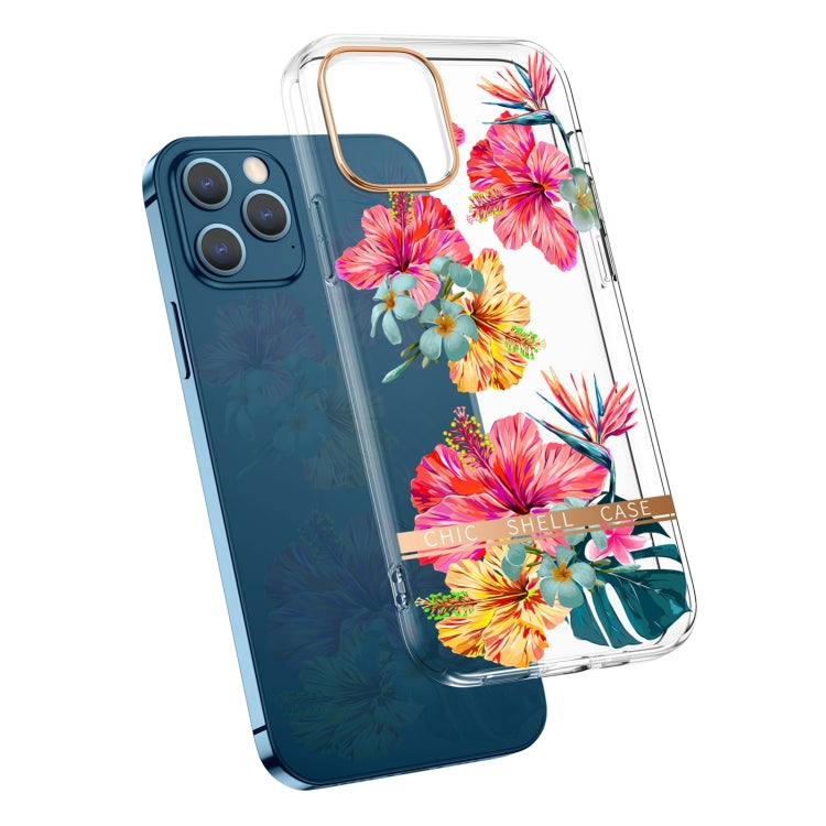 For iPhone 13 mini High Translucent Electroplating Flower Pattern TPU + PC Shockproof Case