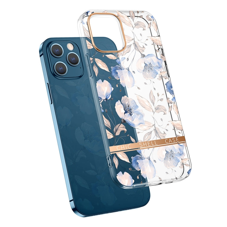 For iPhone 13 Pro High Translucent Electroplating Flower Pattern TPU + PC Shockproof Case