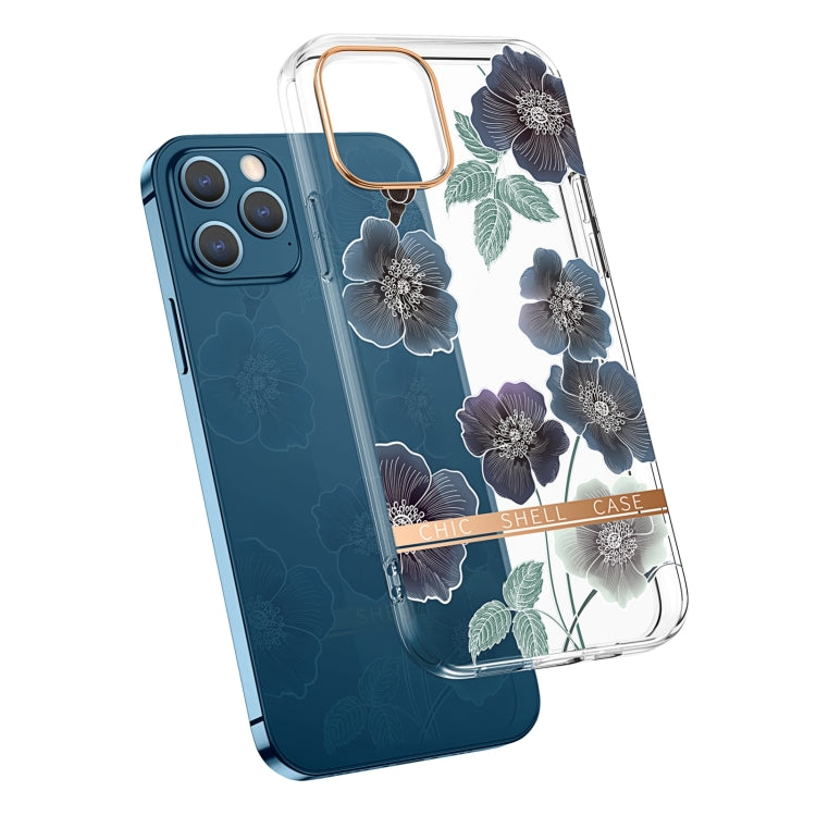 For iPhone 13 Pro Max High Translucent Electroplating Flower Pattern TPU + PC Shockproof Case