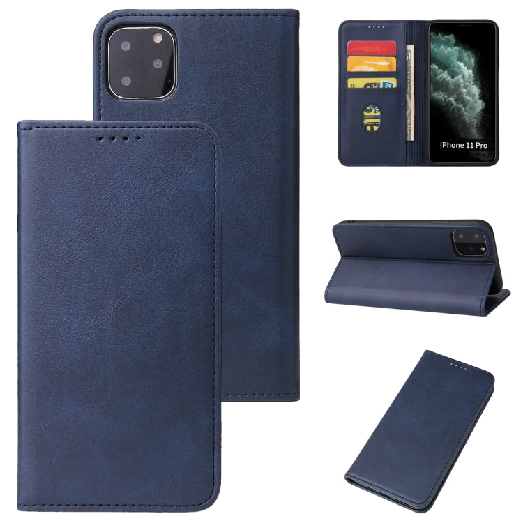 For iPhone 11 Pro Max Calf Texture Magnetic Horizontal Flip Leather Case with Holder & Card Slots & Wallet