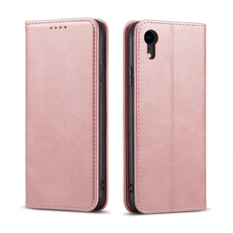 For iPhone XR Calf Texture Magnetic Horizontal Flip Leather Case with Holder & Card Slots & Wallet
