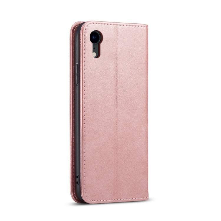 For iPhone XR Calf Texture Magnetic Horizontal Flip Leather Case with Holder & Card Slots & Wallet