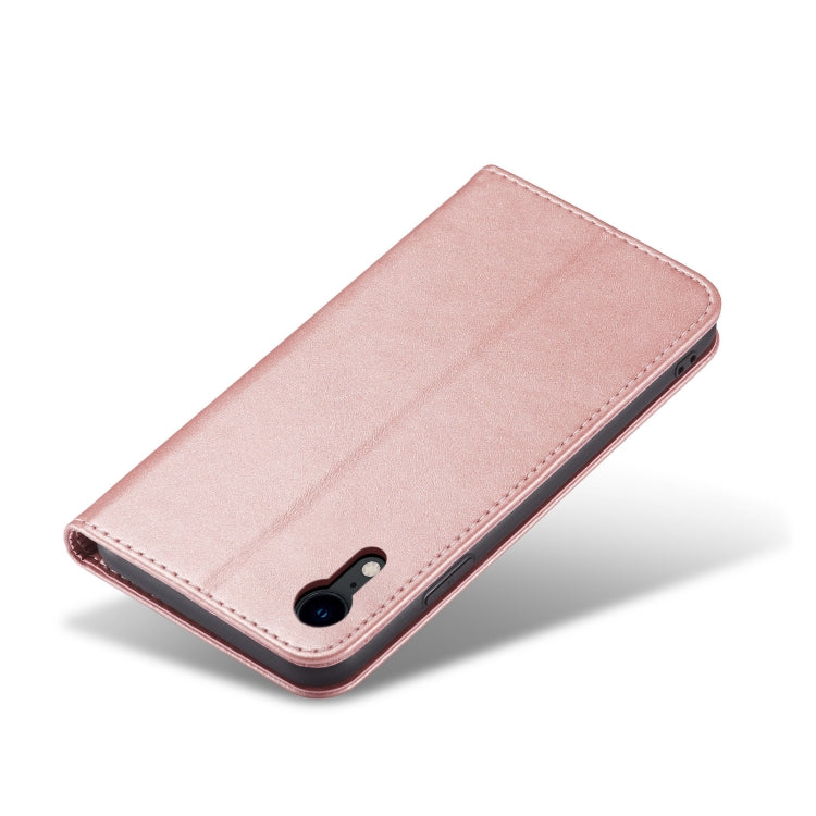 For iPhone XR Calf Texture Magnetic Horizontal Flip Leather Case with Holder & Card Slots & Wallet