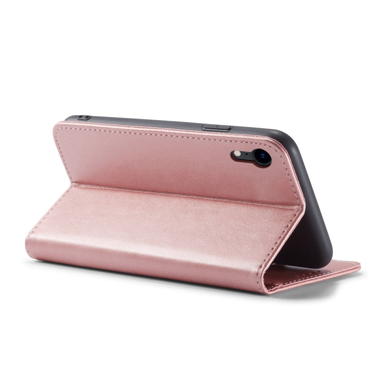 For iPhone XR Calf Texture Magnetic Horizontal Flip Leather Case with Holder & Card Slots & Wallet