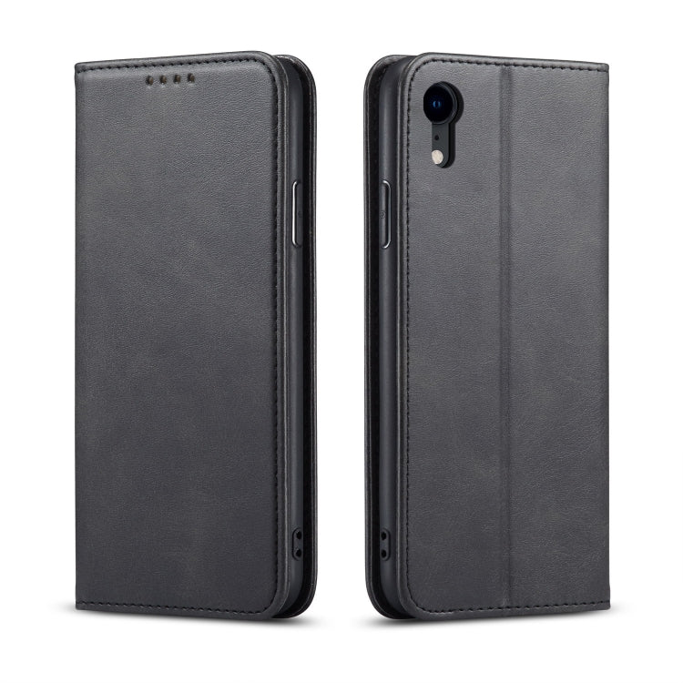 For iPhone XR Calf Texture Magnetic Horizontal Flip Leather Case with Holder & Card Slots & Wallet