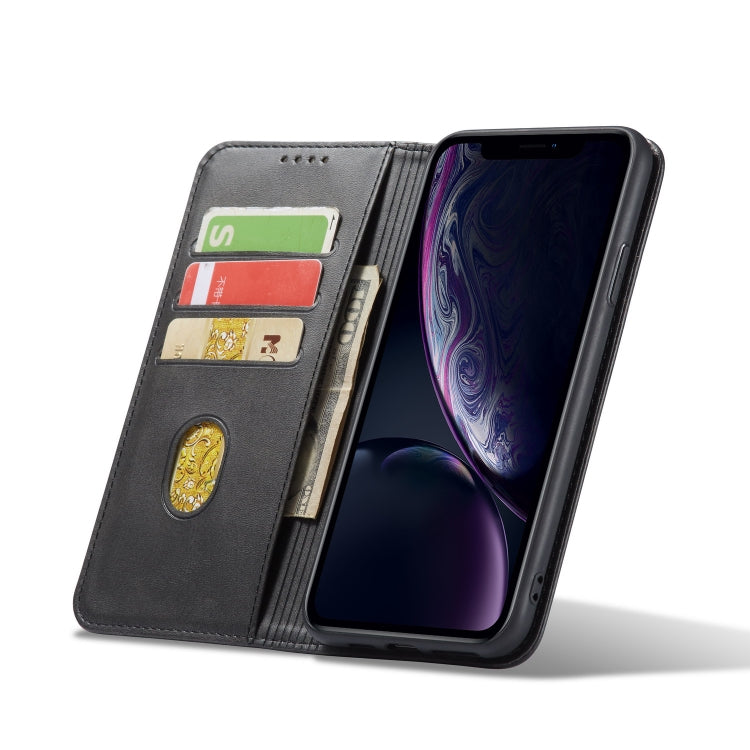 For iPhone XR Calf Texture Magnetic Horizontal Flip Leather Case with Holder & Card Slots & Wallet