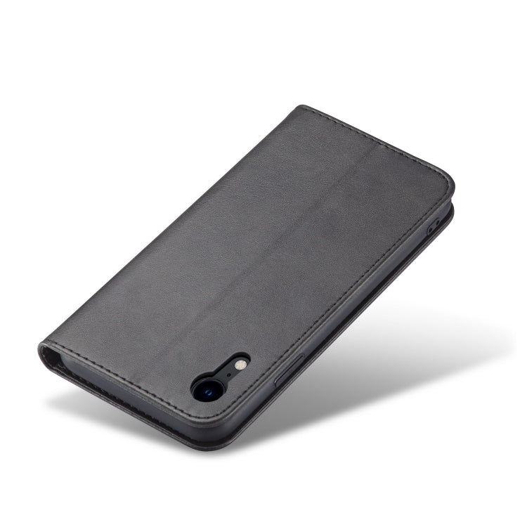 For iPhone XR Calf Texture Magnetic Horizontal Flip Leather Case with Holder & Card Slots & Wallet